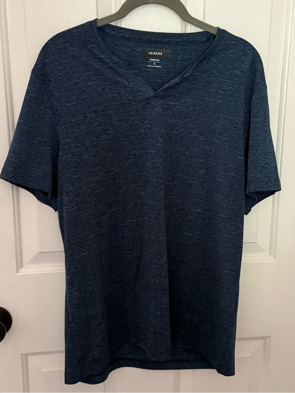 Alfani Men's Dark Navy Heather V-Neck Short Sleeve Tee